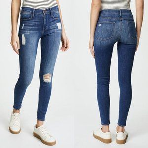 Frame Le Skinny Jeanne Hilltop Wash Distre…